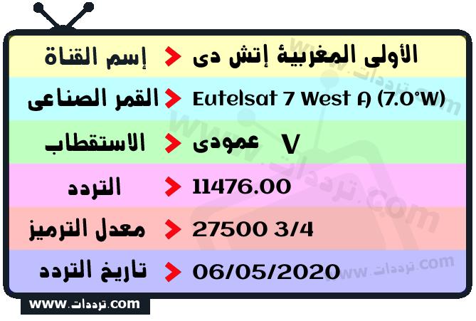 تردد قناة الأولى المغربية إتش دي على القمر يوتلسات 7 غربا 2024